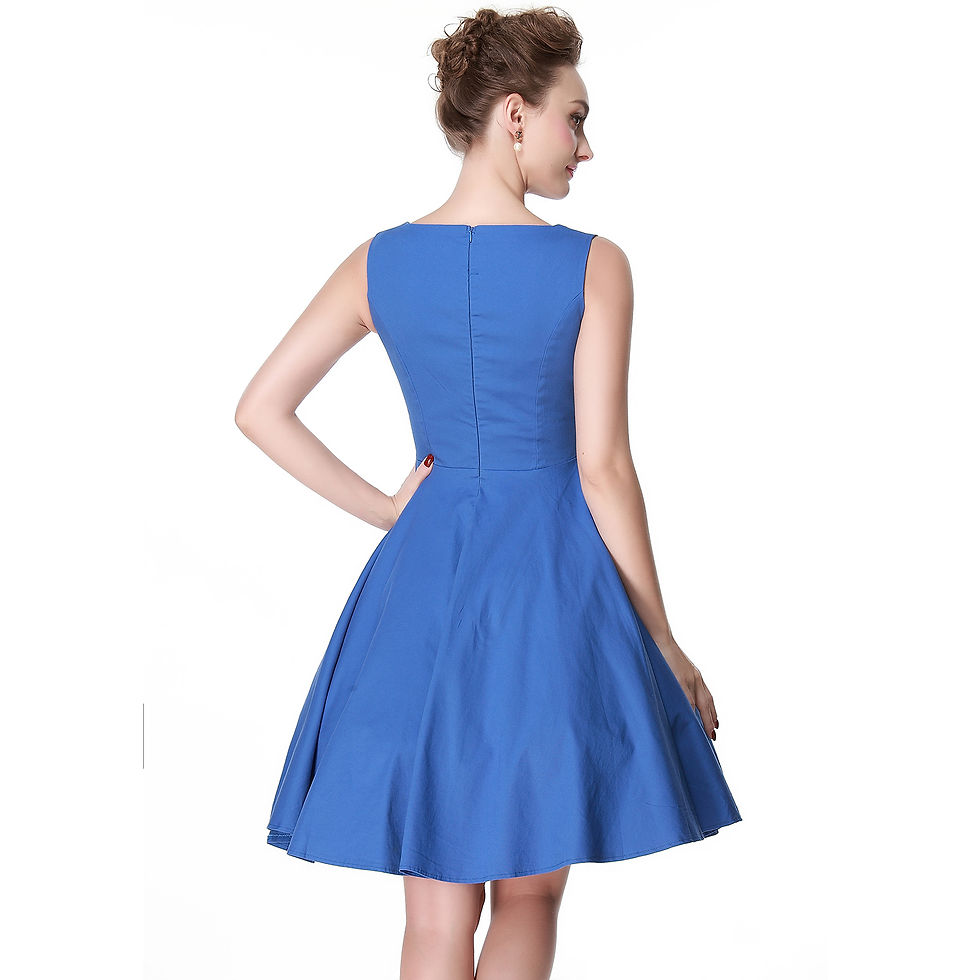 Thumbnail: Heroecol Women Boat Neck Vintage 1950s 60s Swing Rero Style Dress 1-05