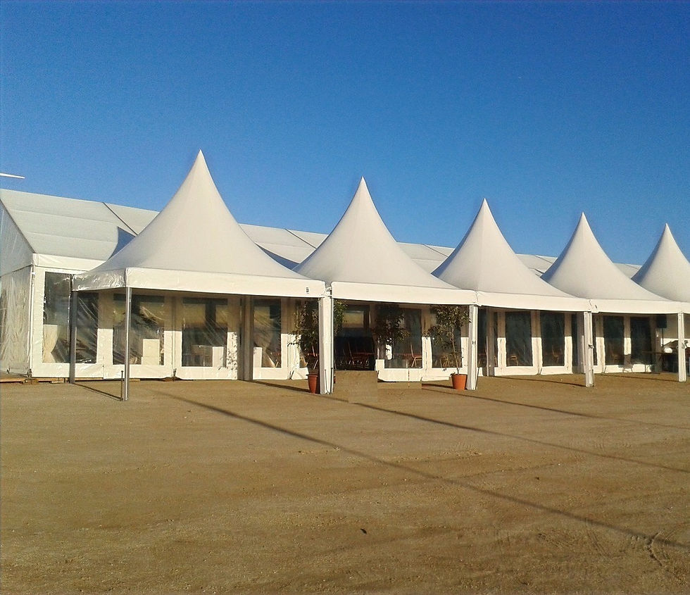 Carpas Pagoda anexas a estructural