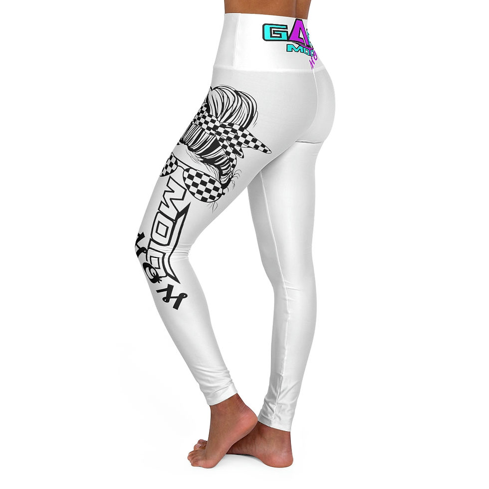 Thumbnail: White Moto Mom Leggings