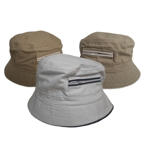 Bucket Hats With Two Zip Pockets 