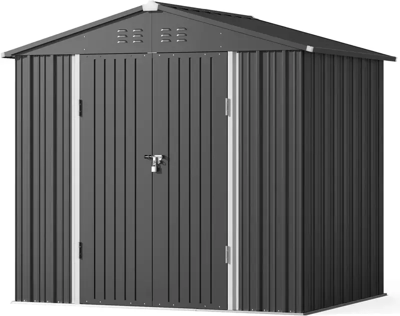 Thumbnail: 8x6 Metal Outdoor Storage Shed with Double Lockable Doors