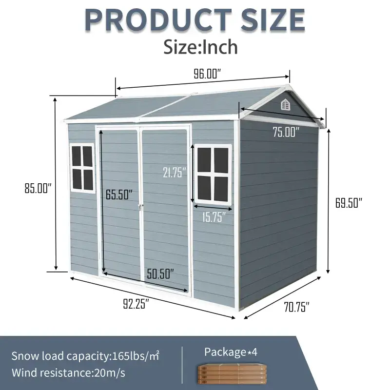Thumbnail: 8x6 Resin Outdoor Storage Shed – Waterproof, Lockable, with Floor & Windows