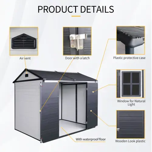 Thumbnail: 8x6 Resin Outdoor Storage Shed – Waterproof, Lockable, with Floor & Windows