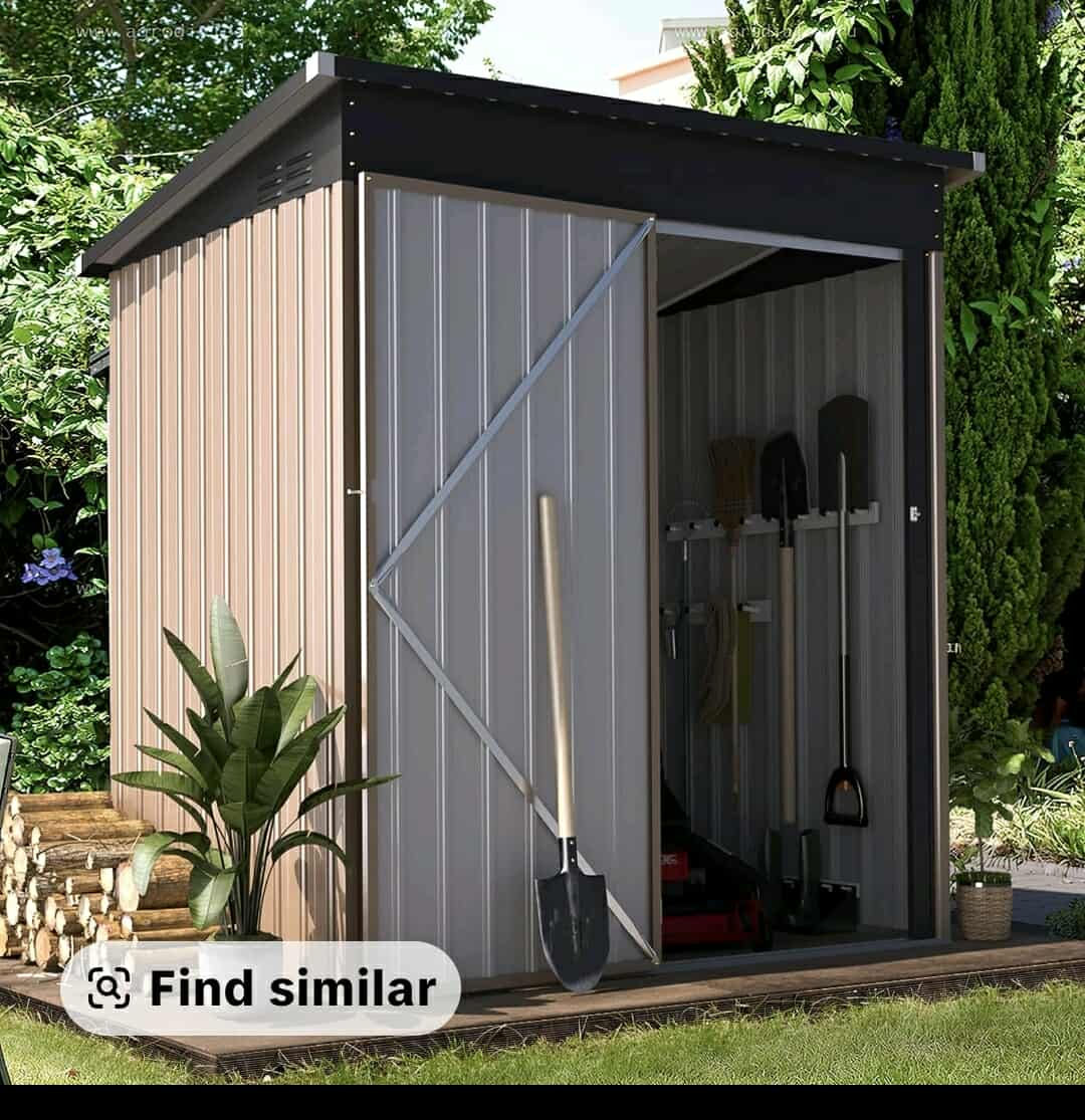5×3 FT Metal Storage Shed – Slant Roof – Weatherproof Outdoor Tool Shed