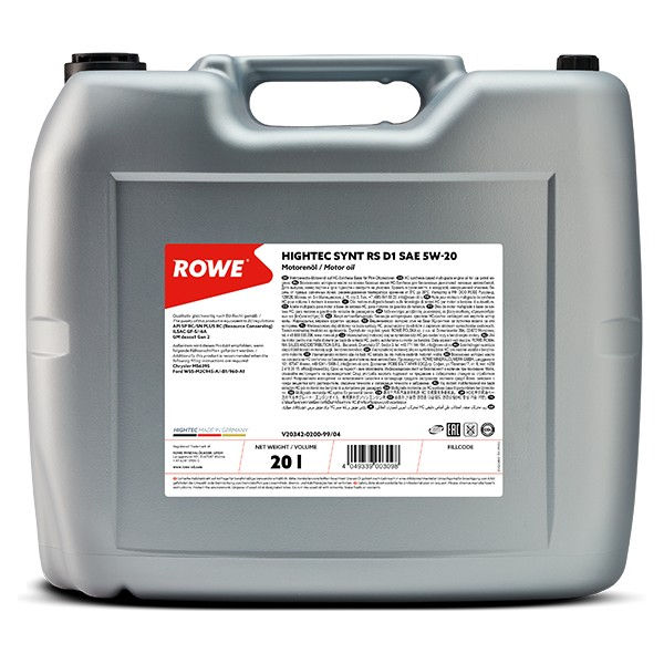 ROWE HIGHTEC 20342 SYNT RS D1 SAE 5W-20, Motorolie 20L