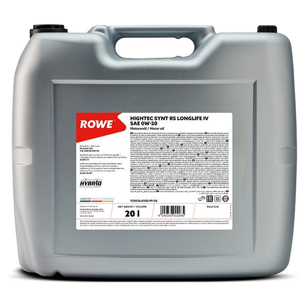 ROWE HIGHTEC 20036 SYNT RS LONGLIFE, SAE 0W-20 Motorolie 20L