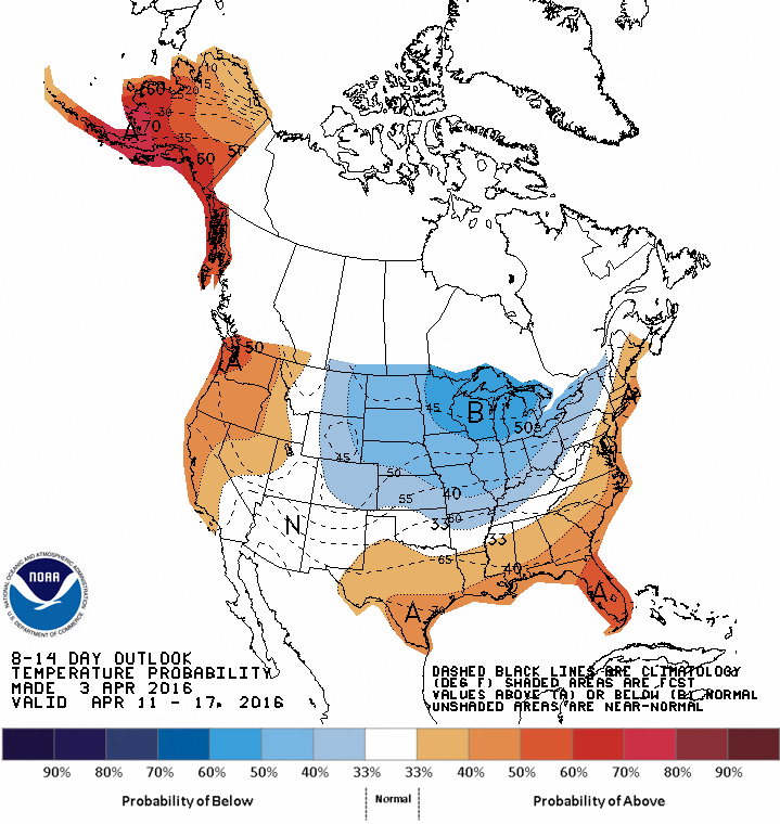 Cool start to April continues through mid-month