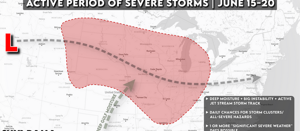 Northern Plains - Midwest: Pattern Shift Could Open the Door to Repeated Severe Weather Mid-June