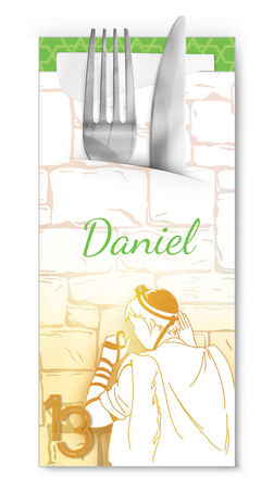 Personalized Cutlery Holders for Bar Mitzvah Party with Napkins | Silverset
