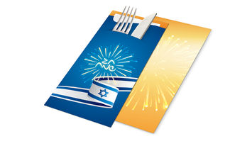 מחזיקי סכו״ם בהדפסה אישית לחגיגת יום עצמאות עם מפיות הגייניות | סילברסט