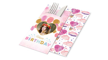 מחזיקי סכו״ם בהדפסה אישית לחגיגת יום הולדת עם מפיות הגייניות | סילברסט