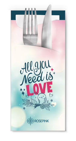 מחזיקי סכו״ם בהדפסה אישית ליום אהבה עם מפיות הגייניות | סילברסט