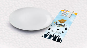 מחזיקי סכו״ם בהדפסה אישית לחגיגת סיום לימודים עם מפיות הגייניות | סילברסט