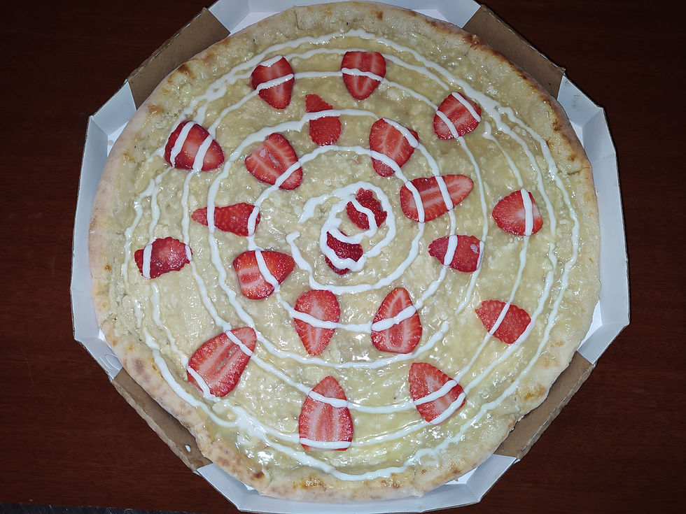 Pizza chocolate branco com morango