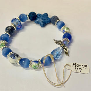 Angel Bracelet - Dark / Light Blue / Star Lava Bead