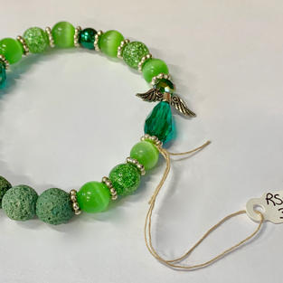 Angel Bracelet - Green Bead / Crystal