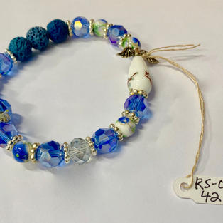 Angel Bracelet - Blue / White Lava Bead