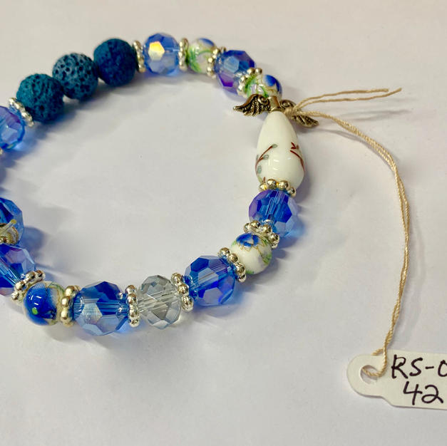 Angel Bracelet - Blue / White Lava Bead