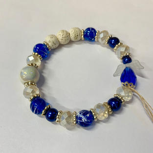 Angel Bracelet - Blue / White Lava Bead