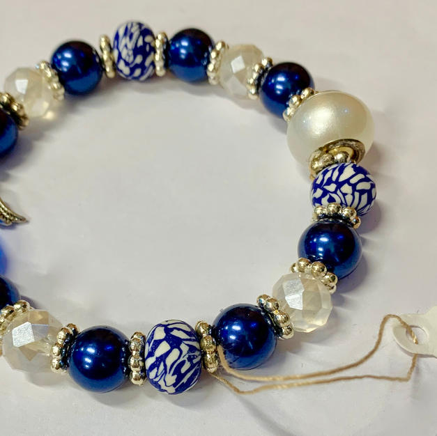 Angel Bracelet - Blue / White Pearl