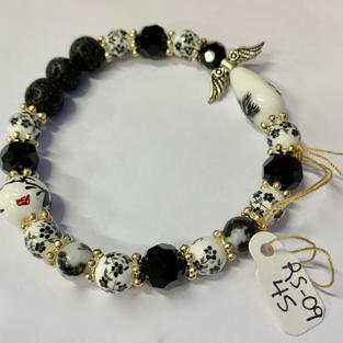 Angel Bracelet - Black / White / Lava Bead