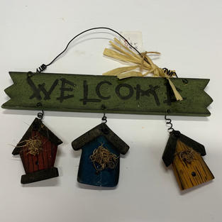 Welcome with 3 Houses Sign