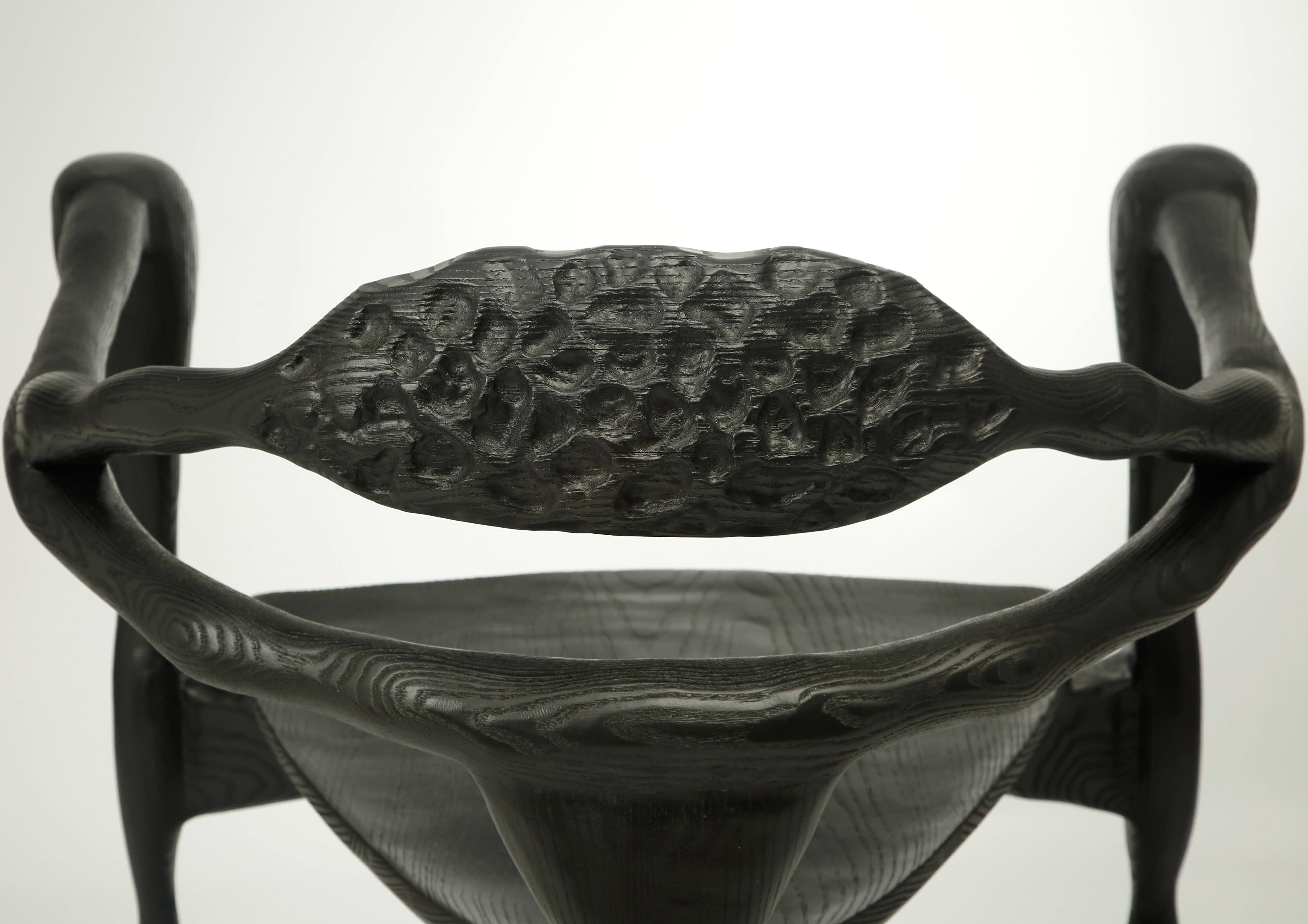 Resilience chair, carved chair, contemporary furniture, contemporary wood carving, functional art