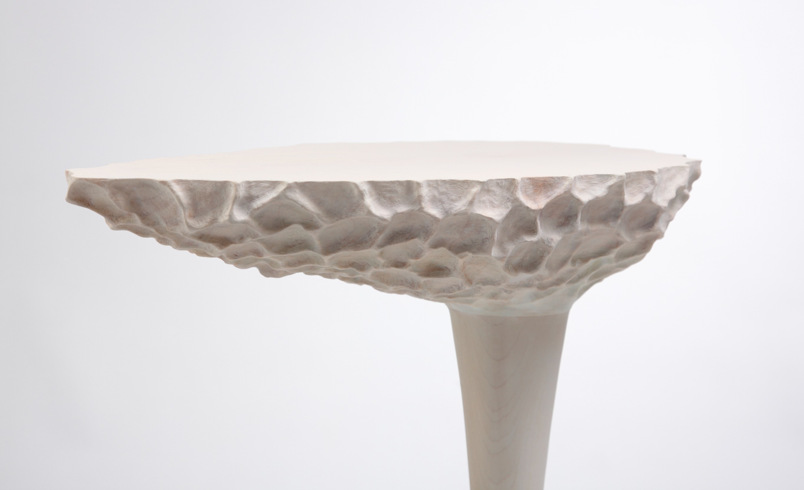 entropy sculptural side table, carved side table, carved furniture, contemporary craft