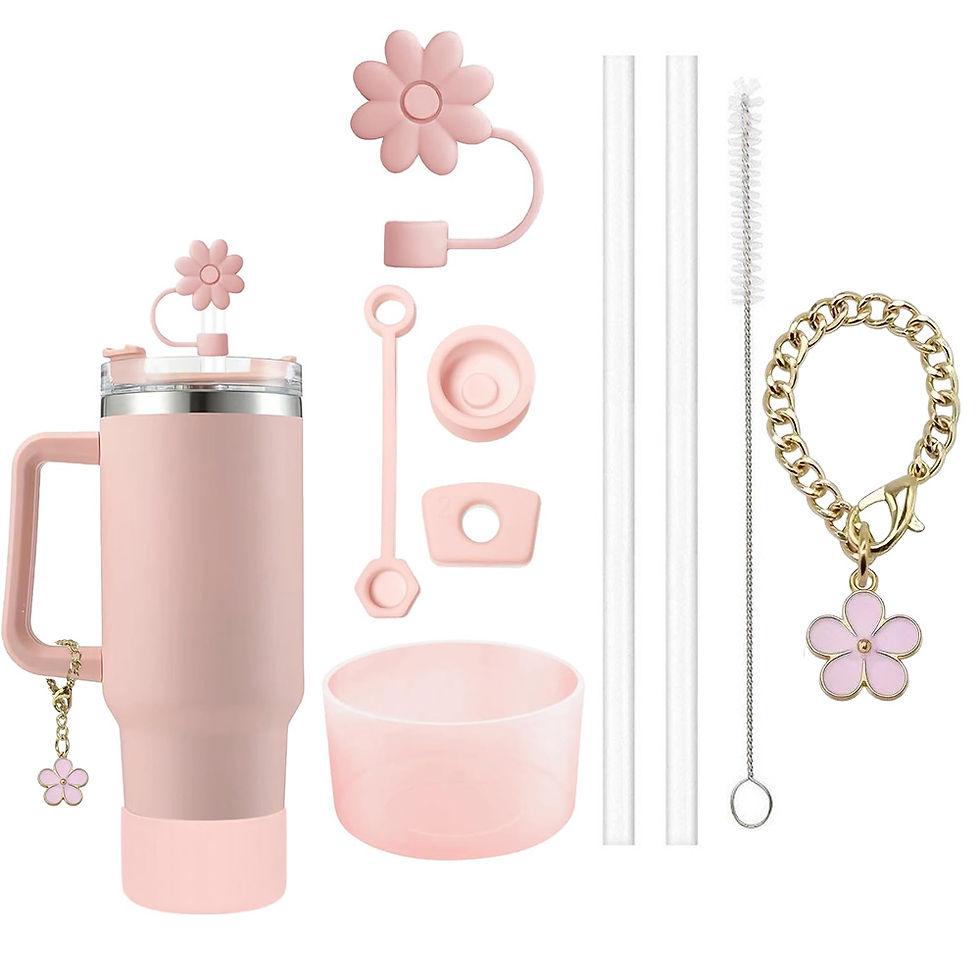 Miniatura: 9pcs Accessories Set 3 Spill Proof Stopper Flowers Straw Cover Boot 2 Straw and 