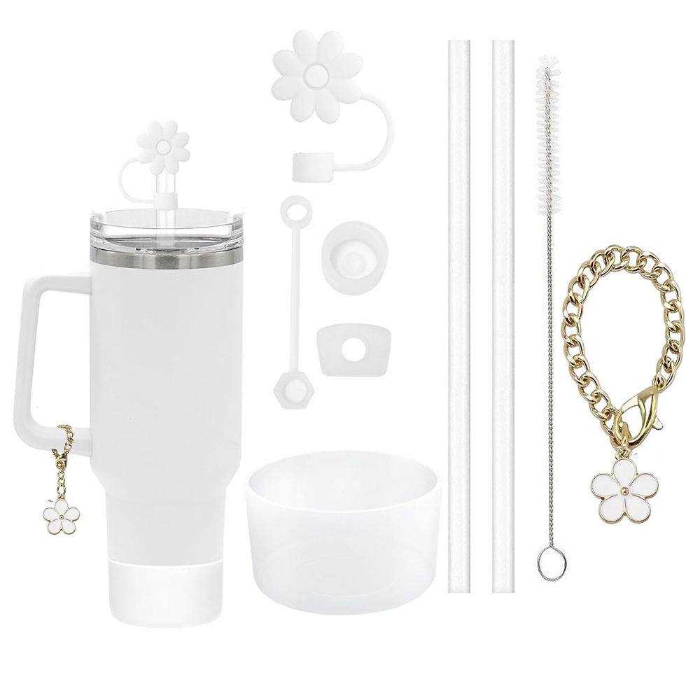 Miniatura: 9pcs Accessories Set 3 Spill Proof Stopper Flowers Straw Cover Boot 2 Straw and 