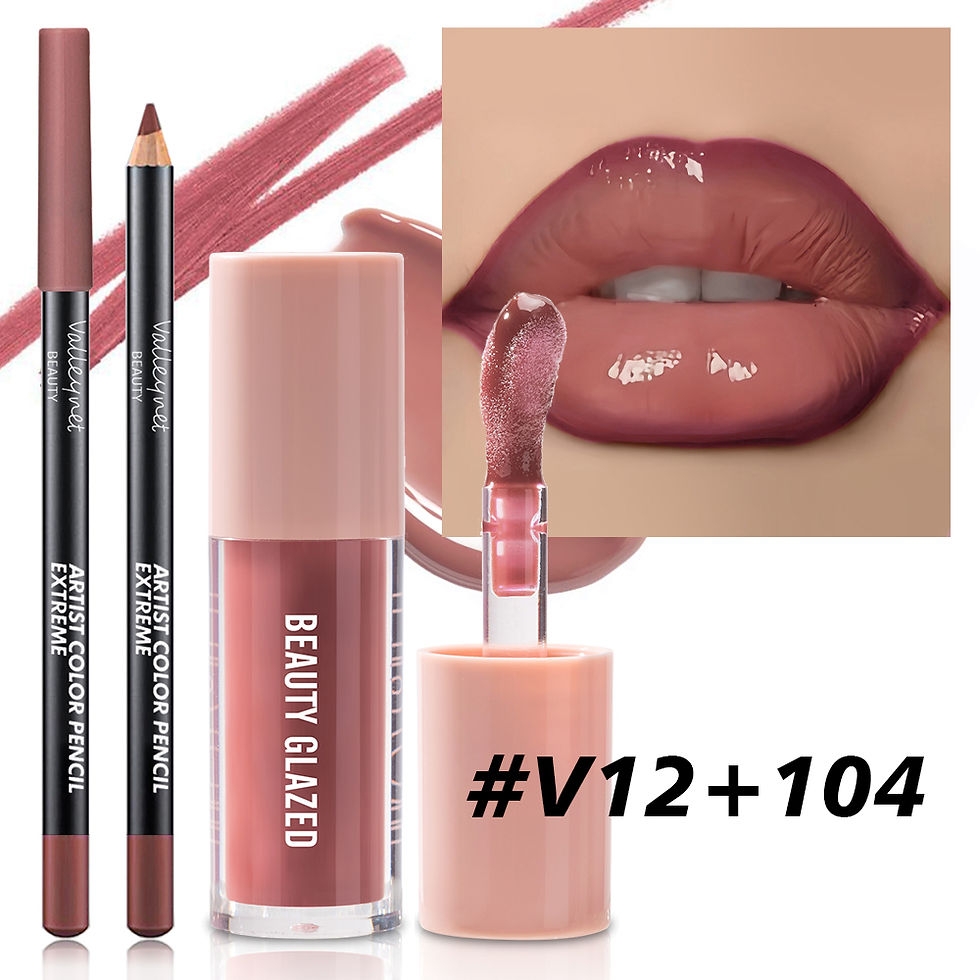 Miniatura: 2pcs/Set Velvet Texture Lip Makeup,Matte Effect, Red, Brown Colors, Create a Moi