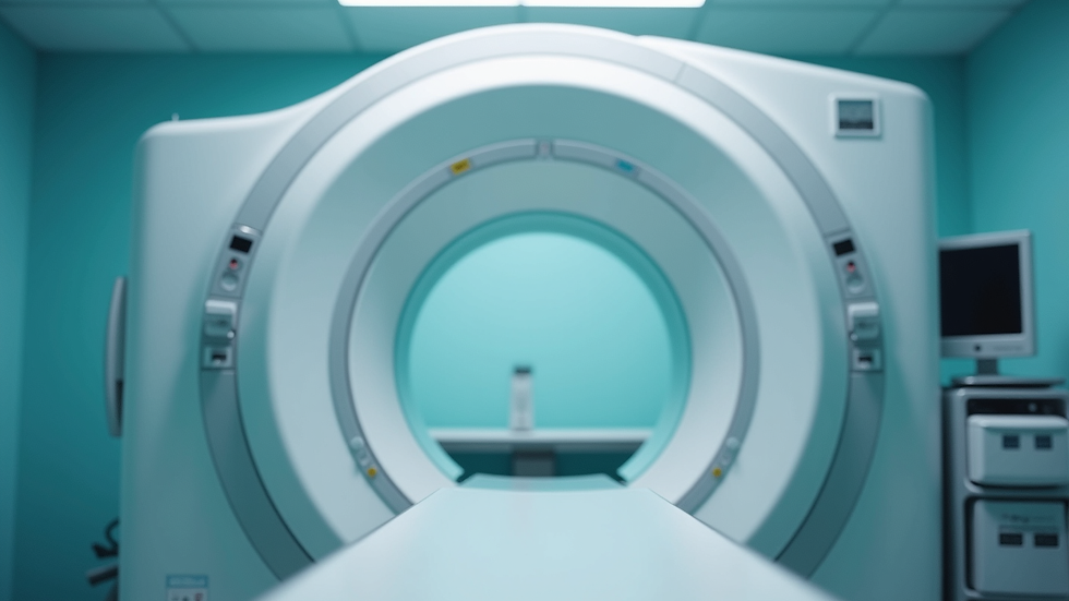 Close-up view of a radiation therapy machine in a clinical setting