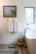 Bathroom renovation, freestanding bathtub, shiplap, modern bathroom