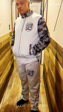 Thumbnail: Mens light gray 100% polyester sweatsuit (Slim Fit)
