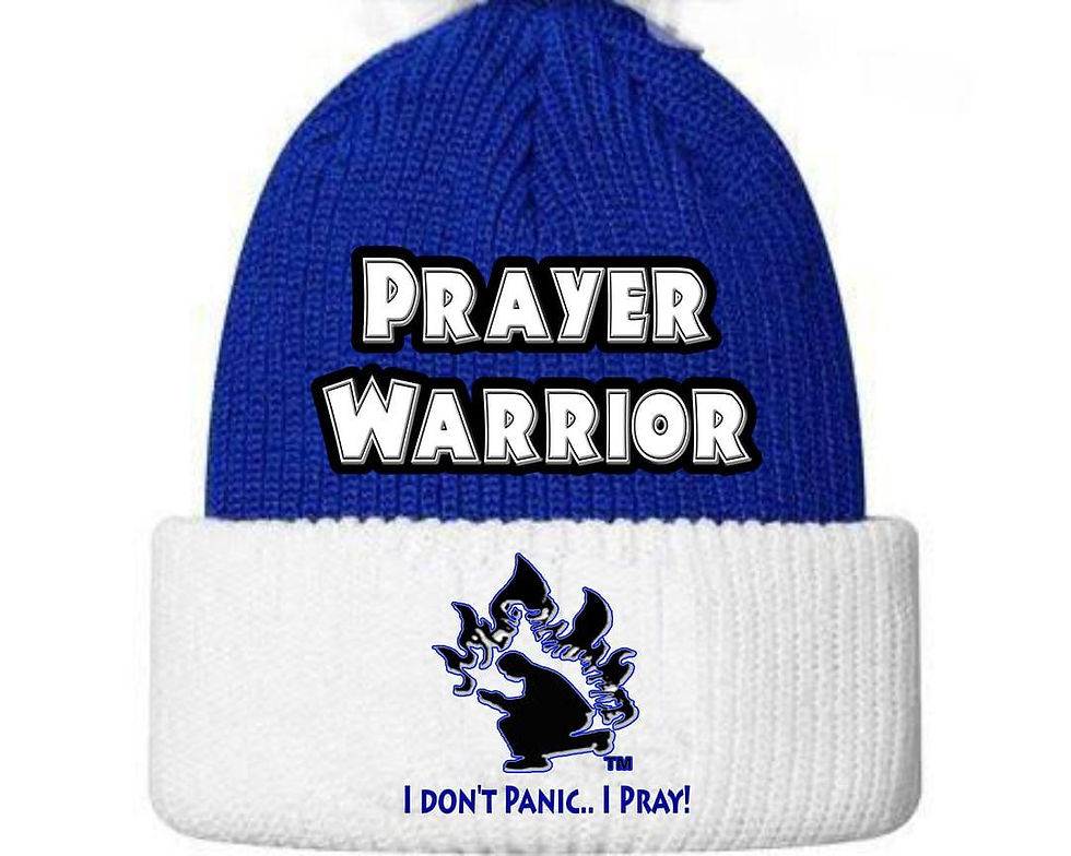 Thumbnail: Blue and white  Prayer Warrior Beanie 