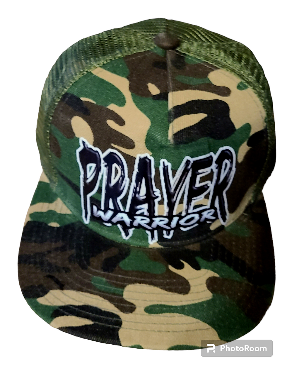 Thumbnail: Green Camo snapback cap with solid olive colored  mesh back