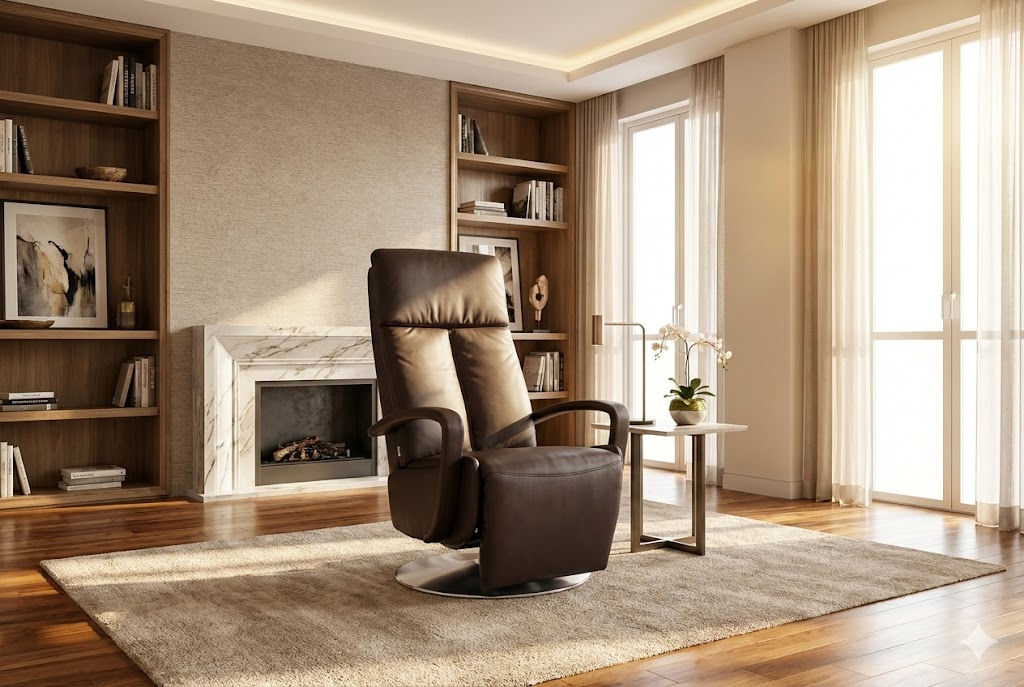 プレミアム リクライニングチェア オットマン一体型 360度回転 ハイバック パーソナルチェアSD450