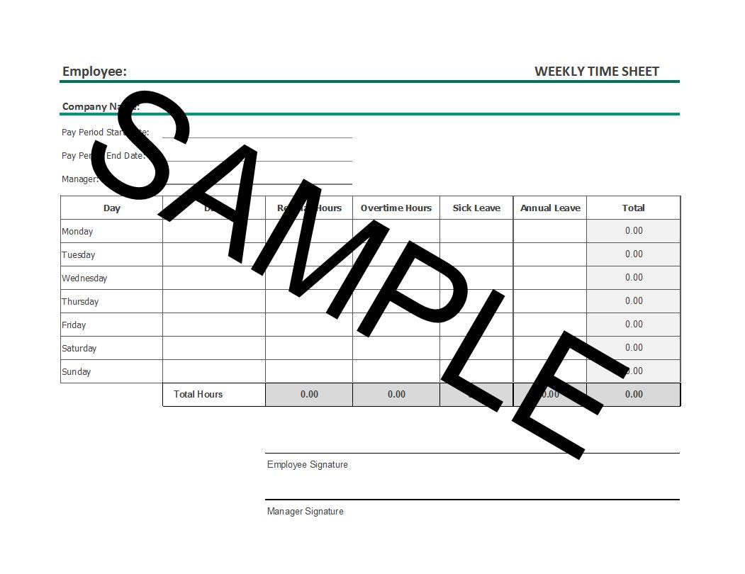 Staff Weekly Time sheet