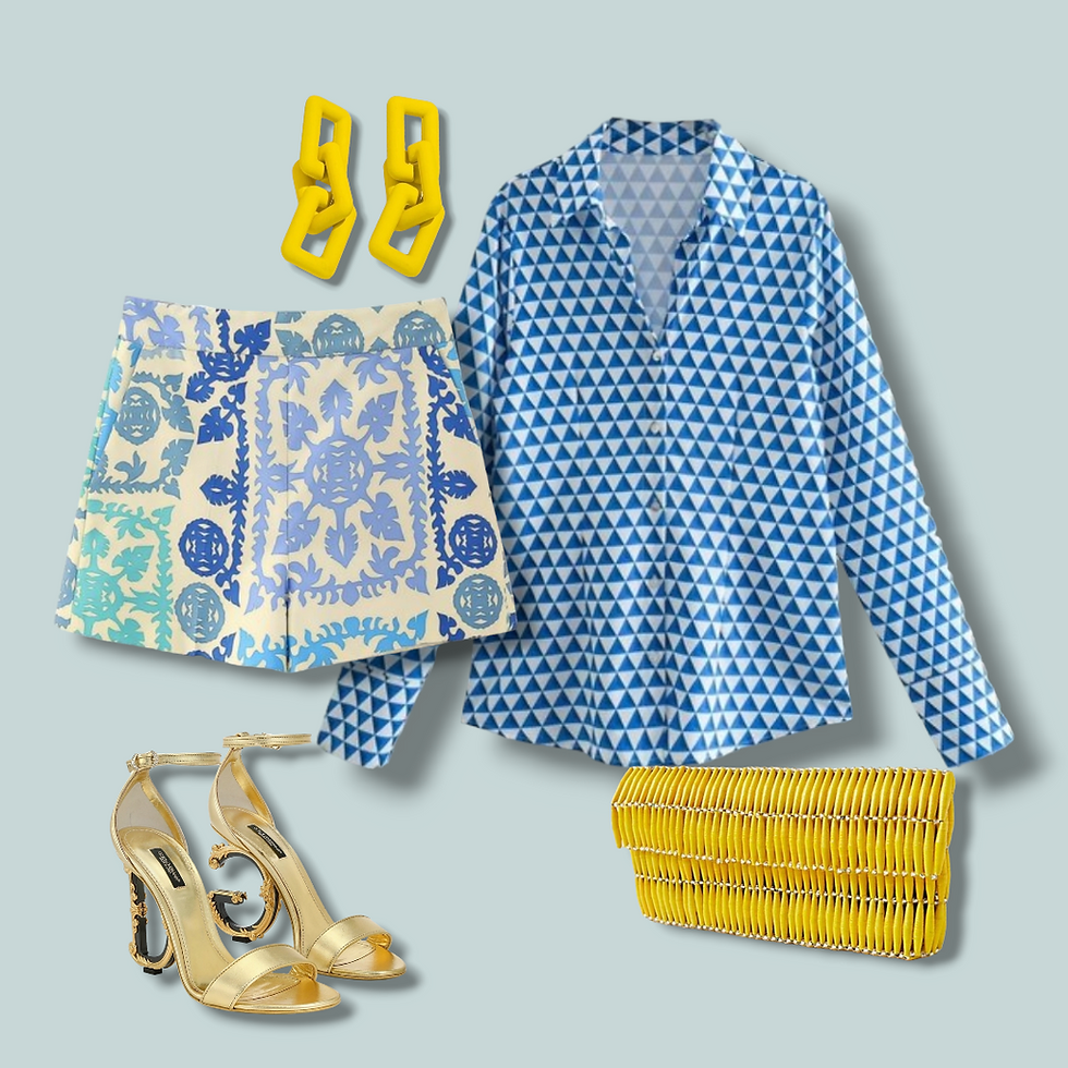 Thumbnail: Aqua Geo Print Shorts
