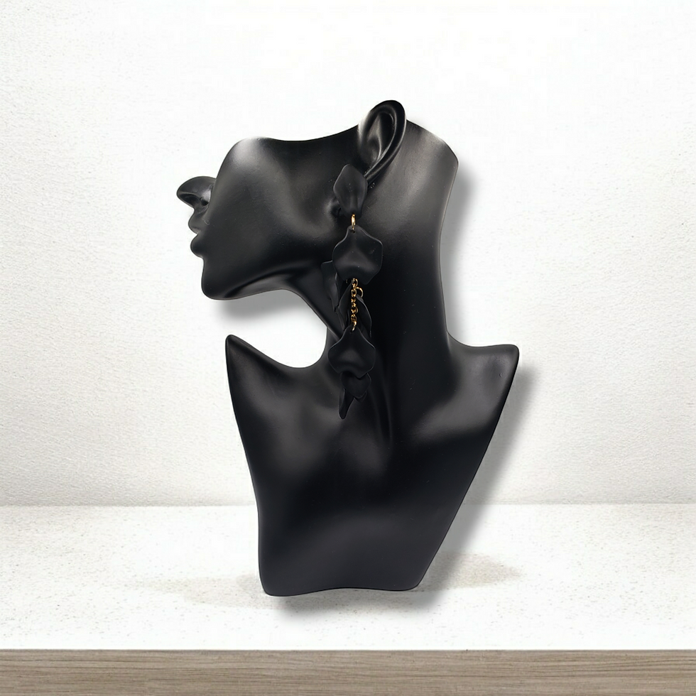 Thumbnail: Flower Petals Earrings - Black