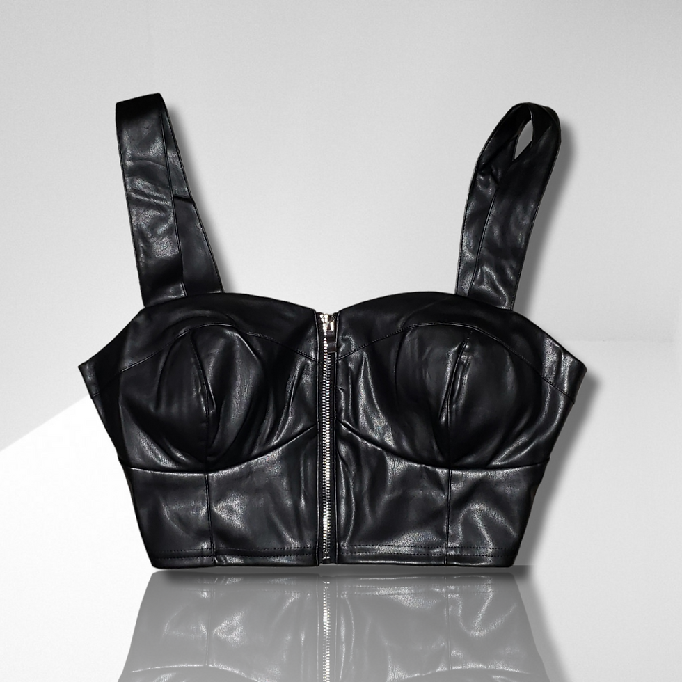 Thumbnail: Moto Vegan Leather Biker Crop Top