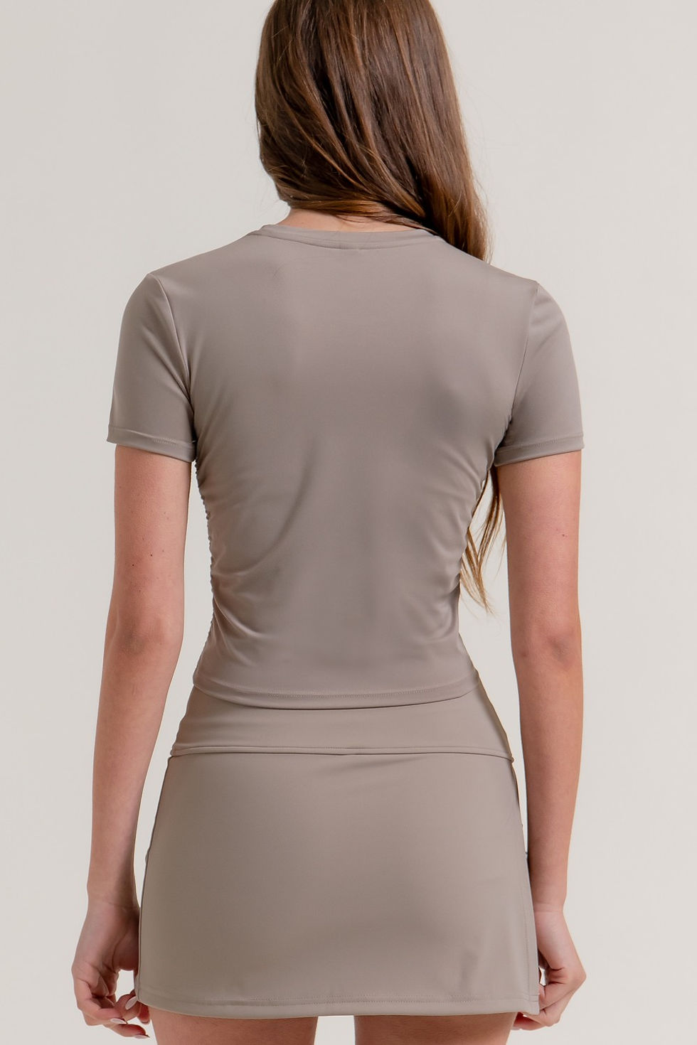 Thumbnail: Taupe Me Down Top and Skirt Set