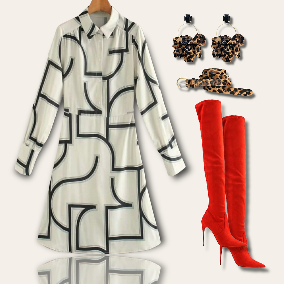 Thumbnail: Retro Lapel Printed Dress