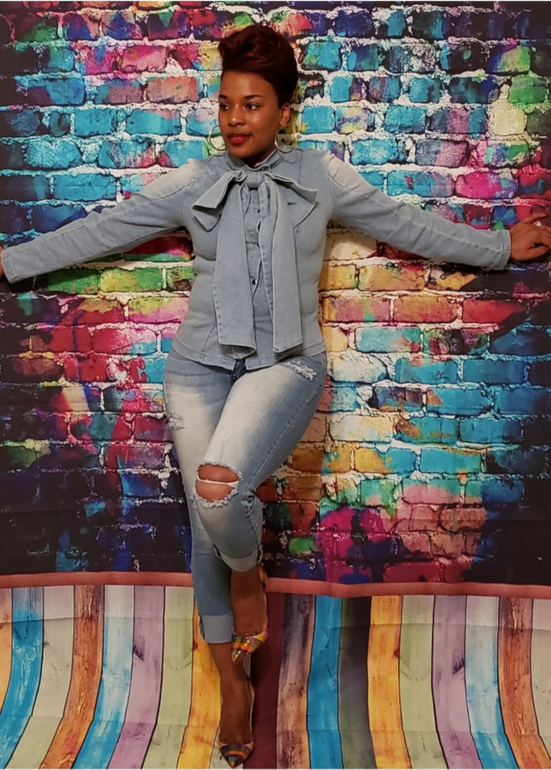 Destroyed Denim Hemmed Capris