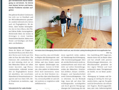 Evoultionspädagogin/Lernberaterin P.P. & Hypnosetherapie Bianca Kofler-Artikel in der Grüninger Post