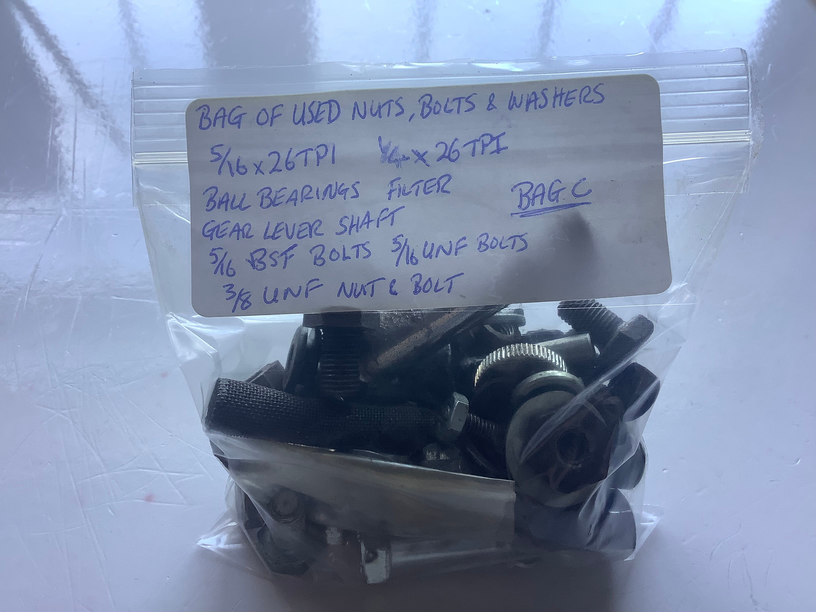 Used Bag Of Nuts, Bolts, Washers, Filter & Gear Change Shaft.. Bag C