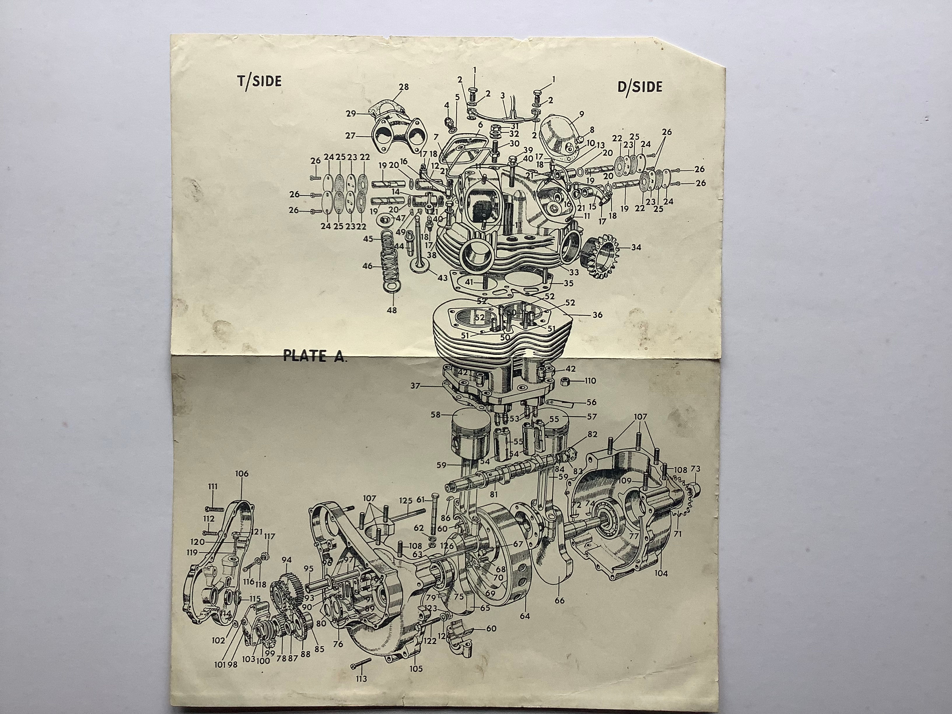 Used Norton Engine Poster Showing T/Side & D/Side