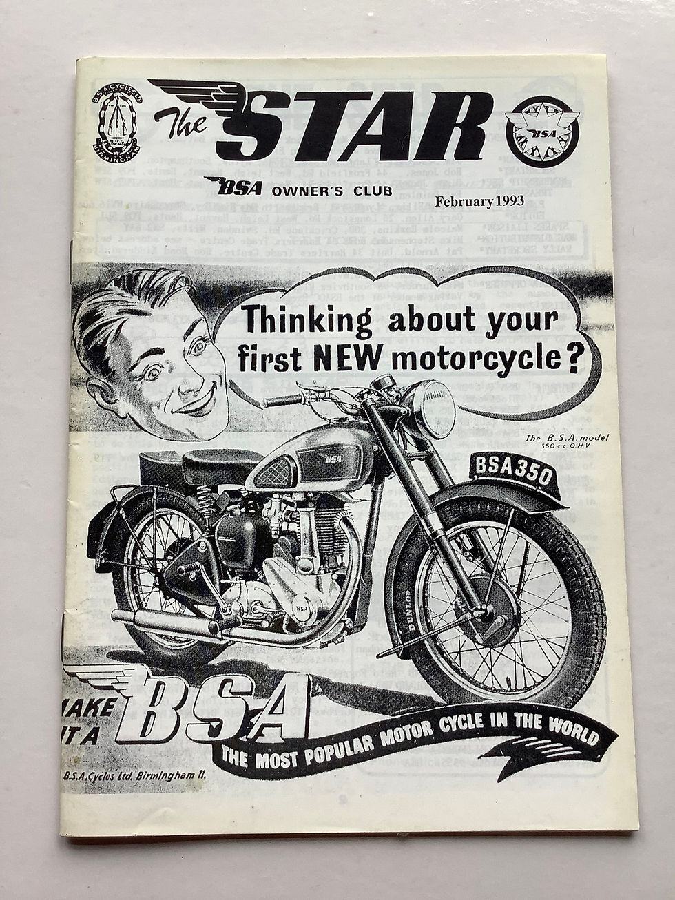 Used BSA Owners Club "The Star". February 1993