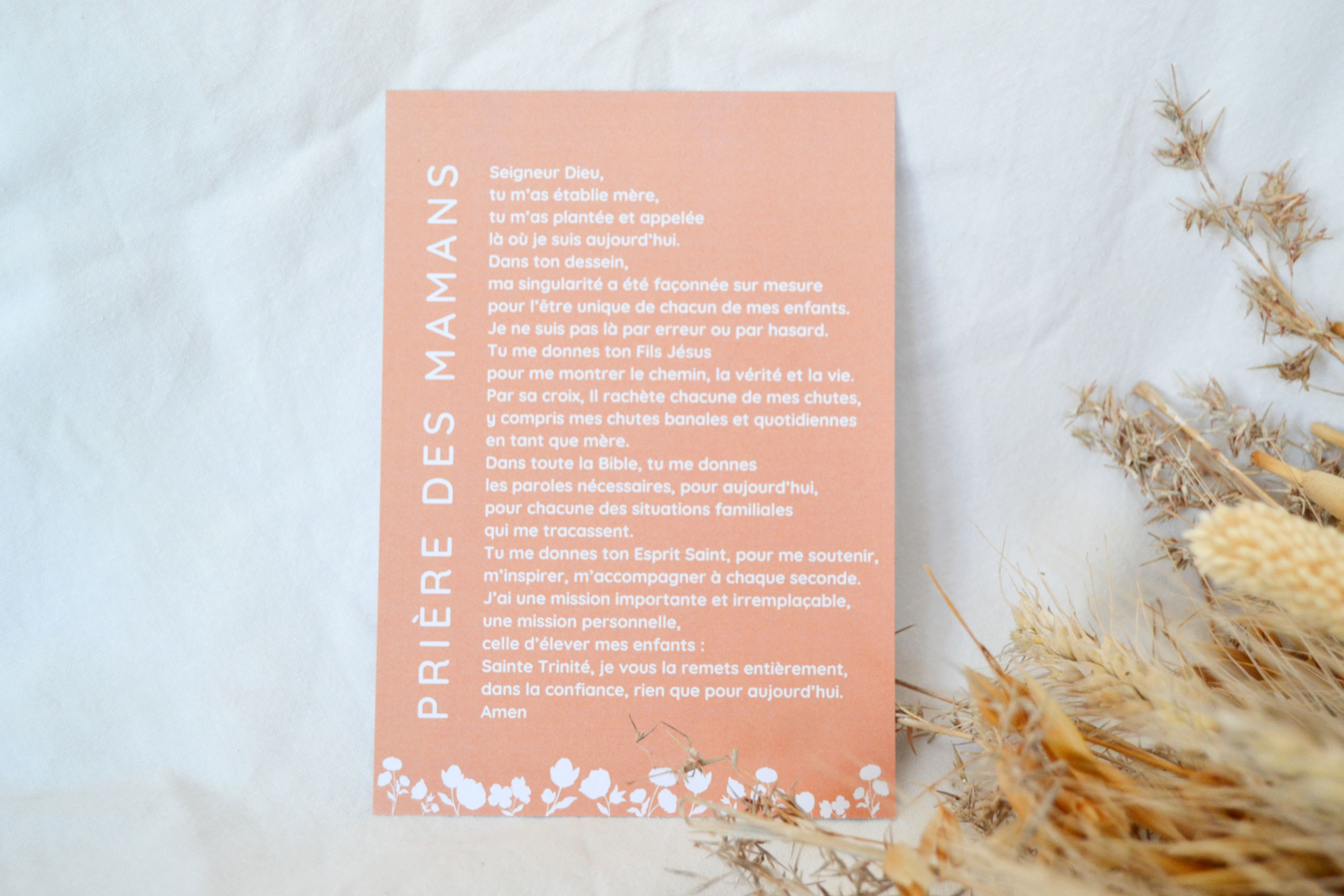 Carte A6 prière des mamans corail