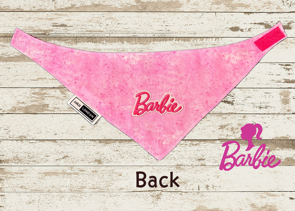 Thumbnail: Back view of custom Malibu Barbie dog bandana